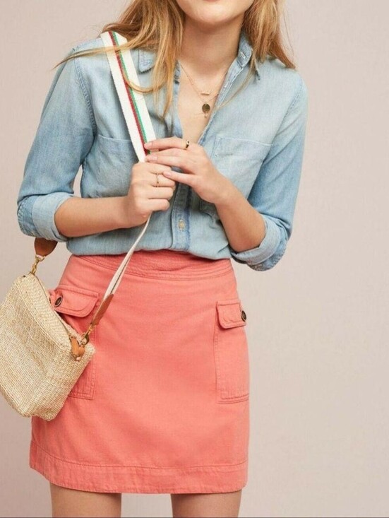 Anthropologie Dresses & Skirts - Anthropologie Coral Mini Skirt with Flap Pockets